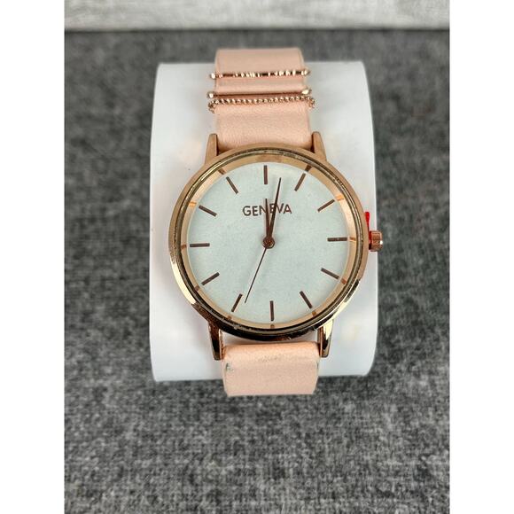 GENEVA WOMEN’S ROSE Gold Quartz Watch 9.5 Inch Elegant Vintage Accessory Gift - Picture 2 of 8